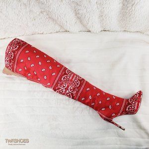 red bandana thigh high boots